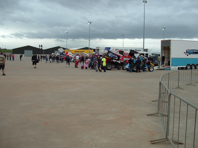 Sprintcars in the pit area